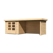 drevený domček KARIBU ASKOLA 3 + prístavok 280 cm vrátane zadnej a bočnej steny (77727) natur LG3240