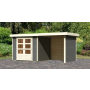 drevený domček KARIBU ASKOLA 3 + prístavok 240 cm vrátane zadnej a bočnej steny (82923) terragrau