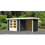 drevený domček KARIBU ASKOLA 3 + prístavok 240 cm vrátane zadnej a bočnej steny (38664) antracit