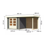 drevený domček KARIBU ASKOLA 3,5 + prístavok 240 cm vrátane zadnej steny (9145) terragrau LG3244