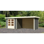 drevený domček KARIBU ASKOLA 3 + prístavok 280 cm vrátane zadnej a bočnej steny (82925) terragrau