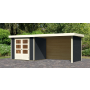 drevený domček KARIBU ASKOLA 3 + prístavok 280 cm vrátane zadnej a bočnej steny (38667) antracit