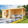 drevený domček KARIBU ASKOLA 3,5 + prístavok 280 cm vrátane zadnej steny (9149) natur LG3250