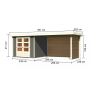 drevený domček KARIBU ASKOLA 3,5 + prístavok 280 cm vrátane zadnej steny (9150) terragrau LG3251