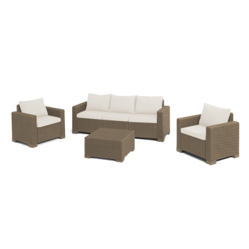 Záhradný set Keter California set stôl + 2 kreslá + trojsedadlová pohovka cappuccino